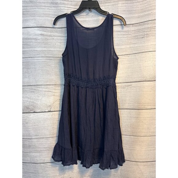 Blu Pepper Sleeveless Navy Blue Crochet Waist Dress Size M - Picture 3 of 3